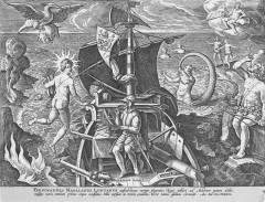 superato uno stretto tortuoso, diede il nome alla terra del sud, e la sua nave, prima e ultima fra tutte, imitando il corso del Sole sulla terra, circumnavigò l’intero globo terrestre. Anno 1522